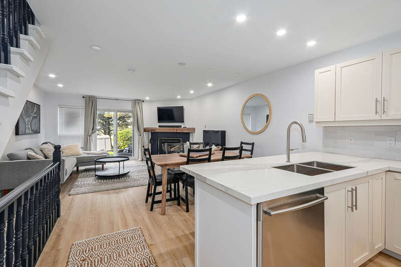 Condo kitchen and living area